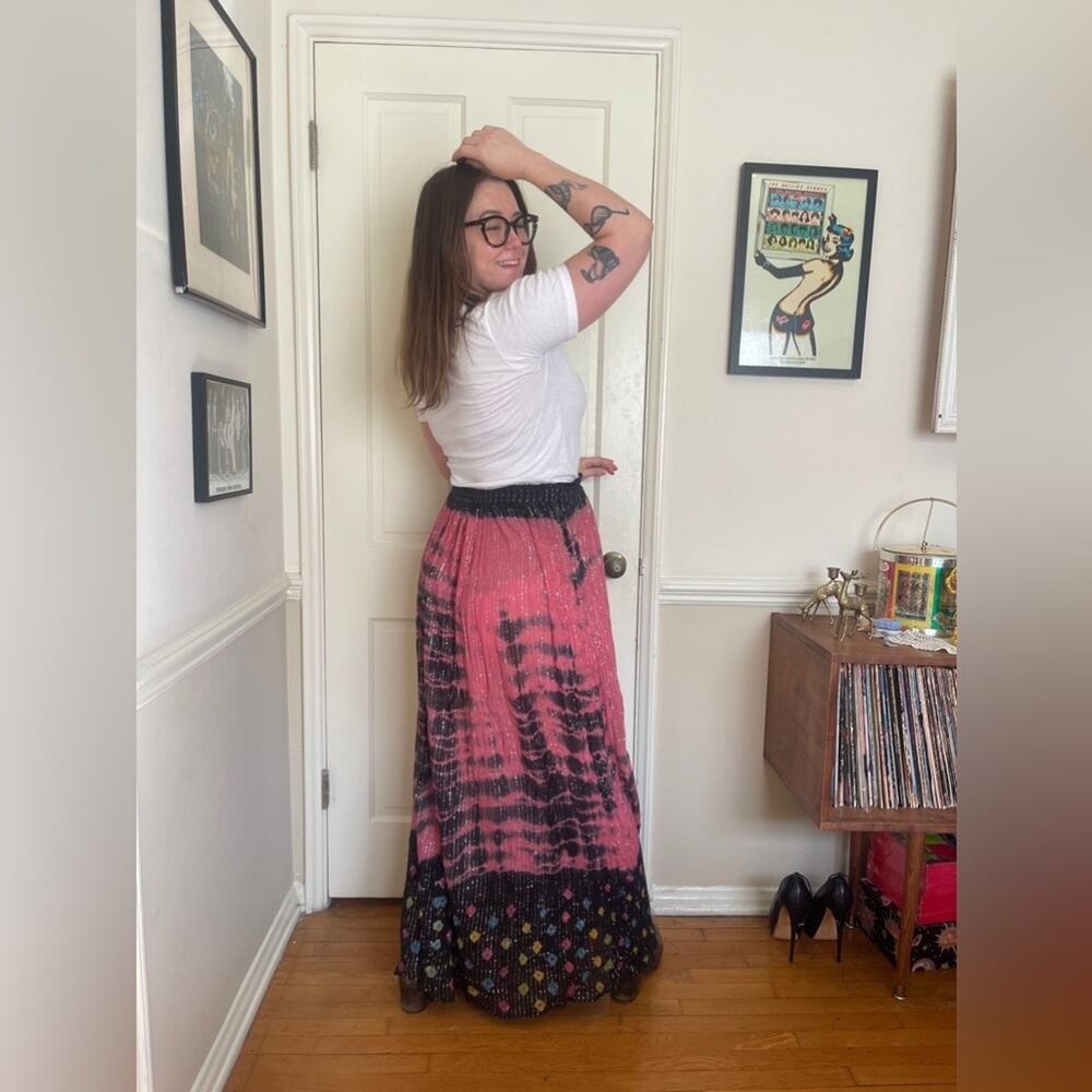 70s Vintage One Size Fits Most Indian Cotton Maxi Skirt - Picture 3 of 7